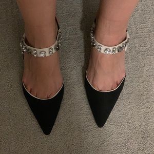 Zara black slingbacks-kitten heel